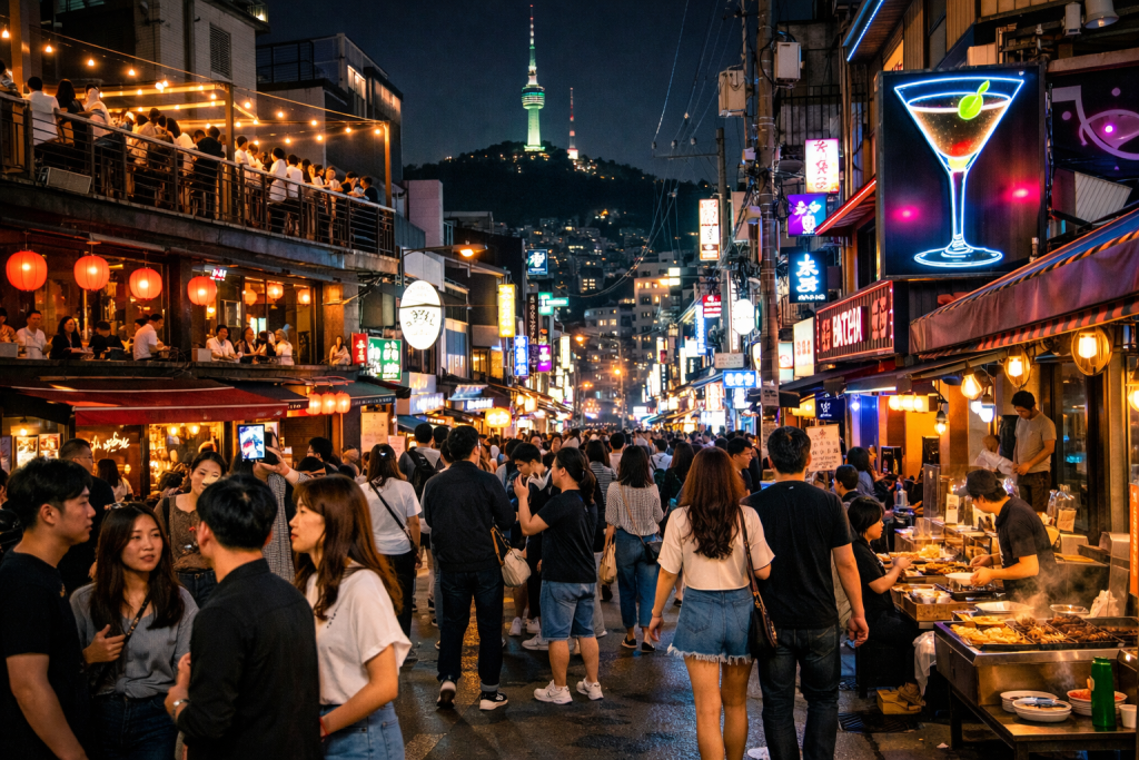 Best Neighborhoods for Nightlife in Seoul South Korea